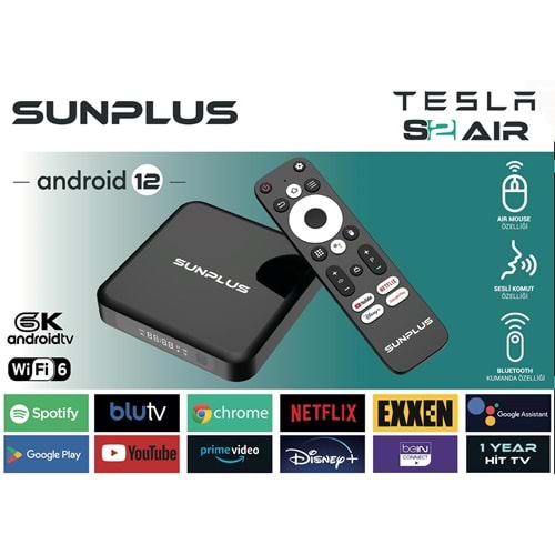 Sunplus Tesla S2 AIR wifi 6 2Gb Ram /16 Gb Hafıza Android 12 Tv Box 114038