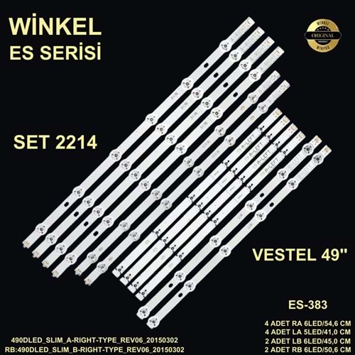 Vestel Tv LED BAR 49 inç 12 Li Takım (4x54,6cm Ra)-(4x41cm La)-(2x45 cm Lb)-(2x50,6cm Rb) 284573 - S8