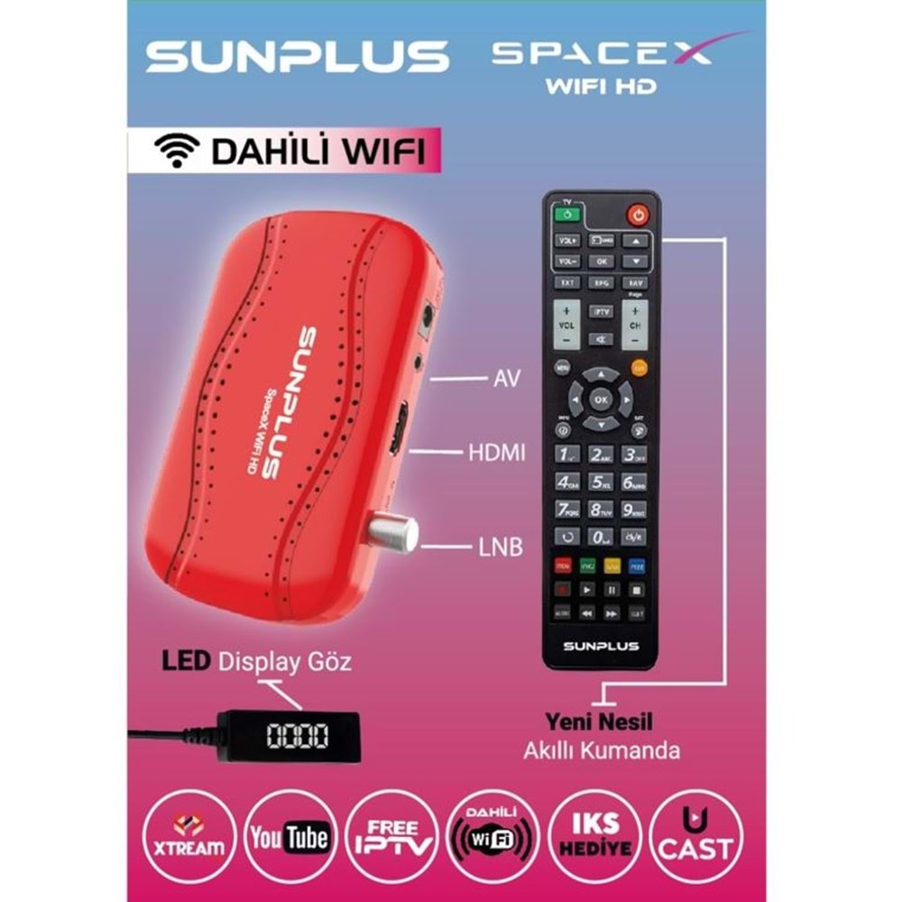 Sunplus spacex Dahili Wifi hd Full Hd Uydu Alıcısı Çanaklı-çanaksız Akıllı Kumanda 111073