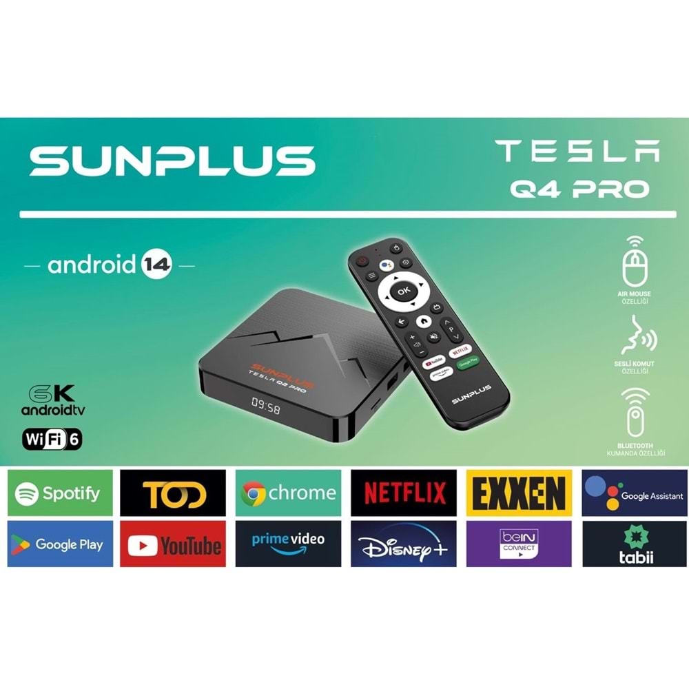 Sunplus TESLA Q4 PRO series cortex A53 Androıd BOX DDR3 4GB 32GB TV Box