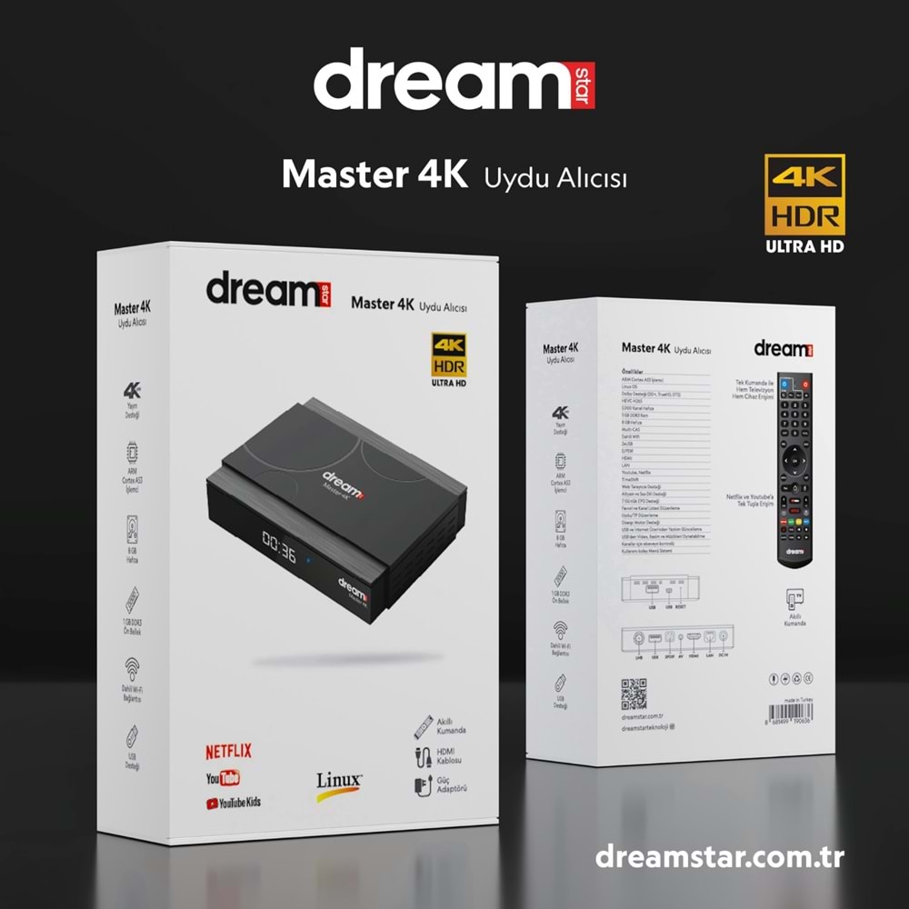 DREAMSTAR MASTER 4K HD LİNUX UYDU ALICISI 111066