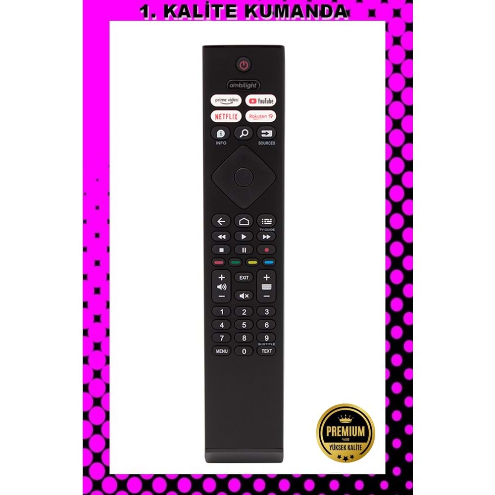 1.KALİTE KUMANDA --Maza-Mapp 1248 Philips Ambilight Netflix Lcd Led Tv Kumandası 125030 EB10
