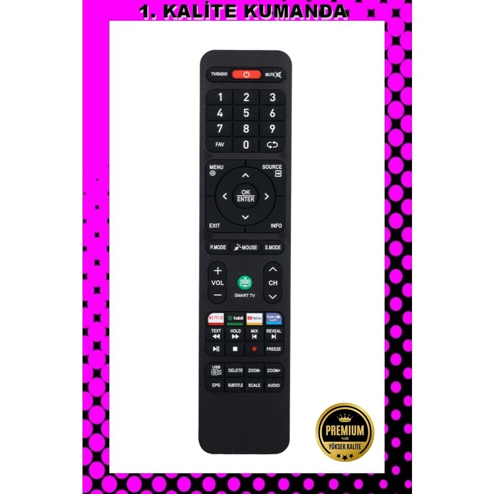 1.KALİTE KUMANDA --Maza-Mapp 1253 Onvo Beinsport Lu Smart Özellikli Lcd Led Tv Kumandası 125039 EB19