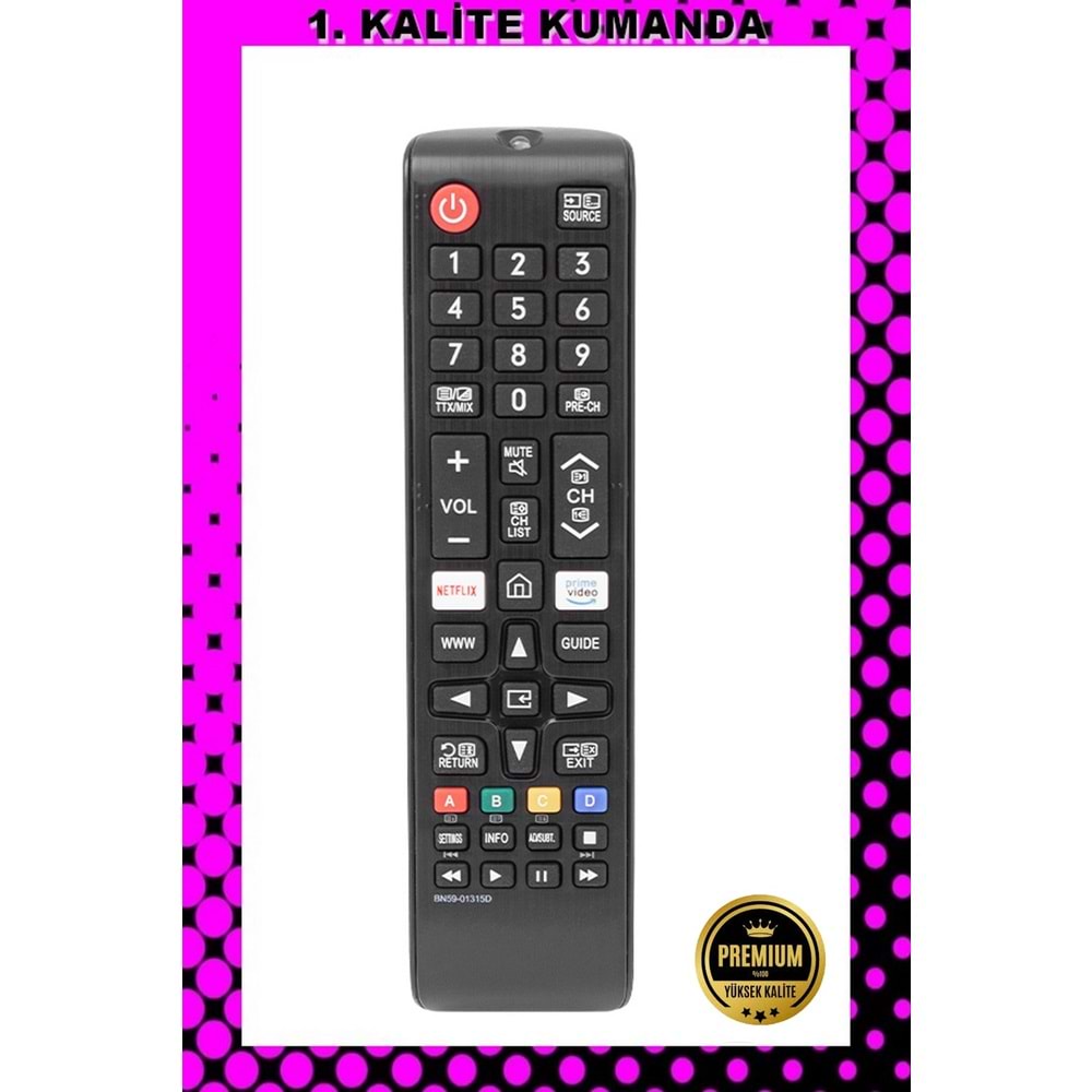 1.KALİTE KUMANDA --Maza-Mapp 1187 Samsung Nexflıx Prime Video Lcd-Led Tv Kumandası 125047 EC13
