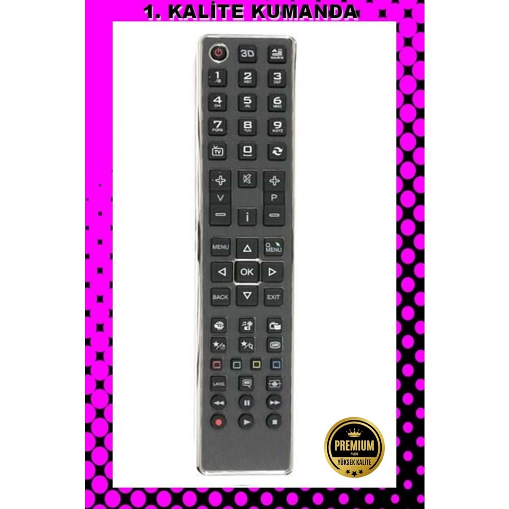 1.KALİTE KUMANDA --Maza-Mapp 187 Vestel 3D Lcd Led Tv Kumandası 125056 ED6