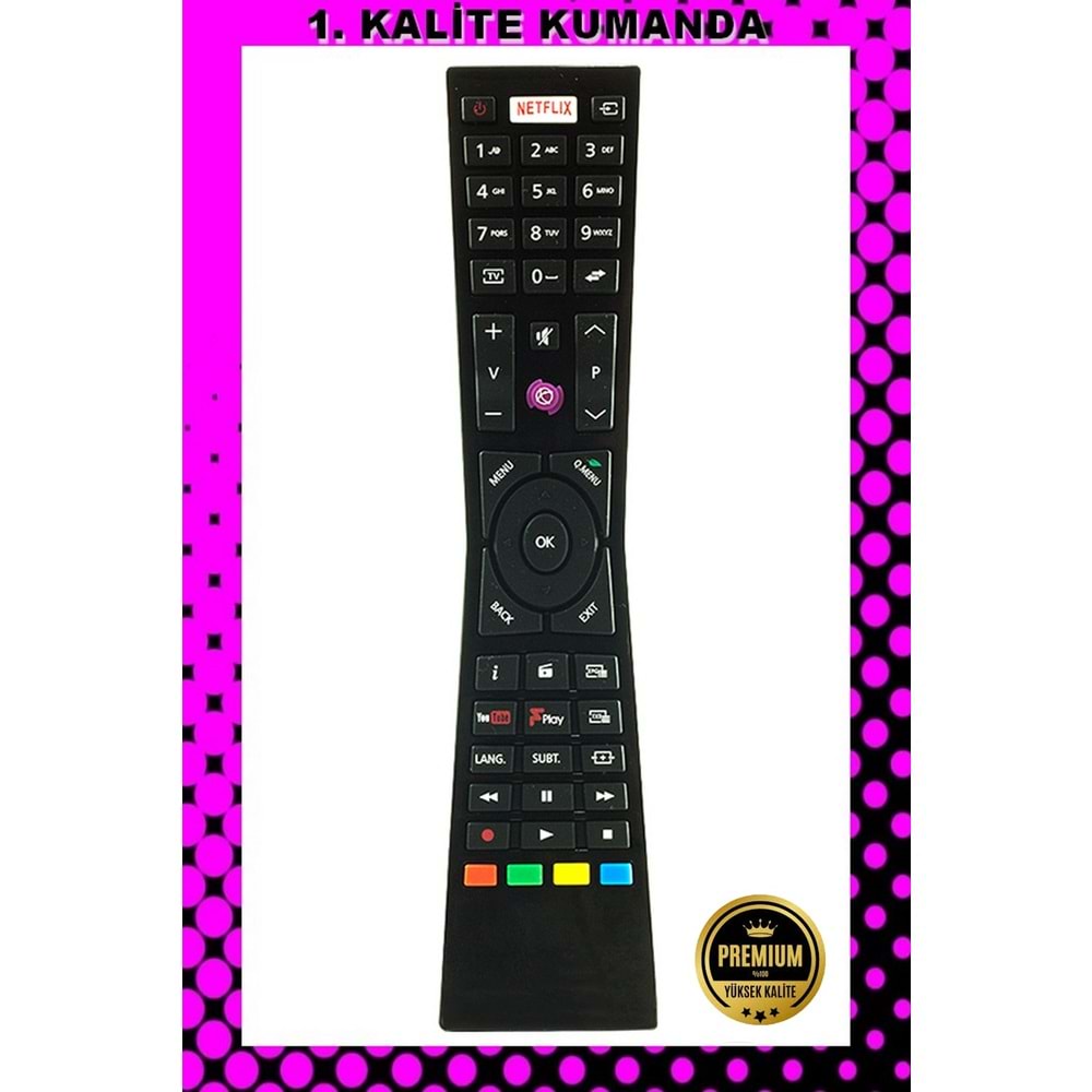 1.KALİTE KUMANDA --Maza-Mapp 1153 Vestel Netflix Lcd Led Tv Kumandası 125059 ED9