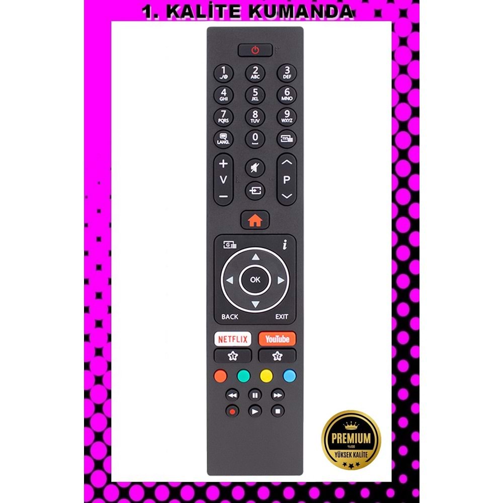 1.KALİTE KUMANDA --Maza-Mapp 1174 Vestel Netflix Youtube Lcd Led Tv Kumandası 125104 ED11