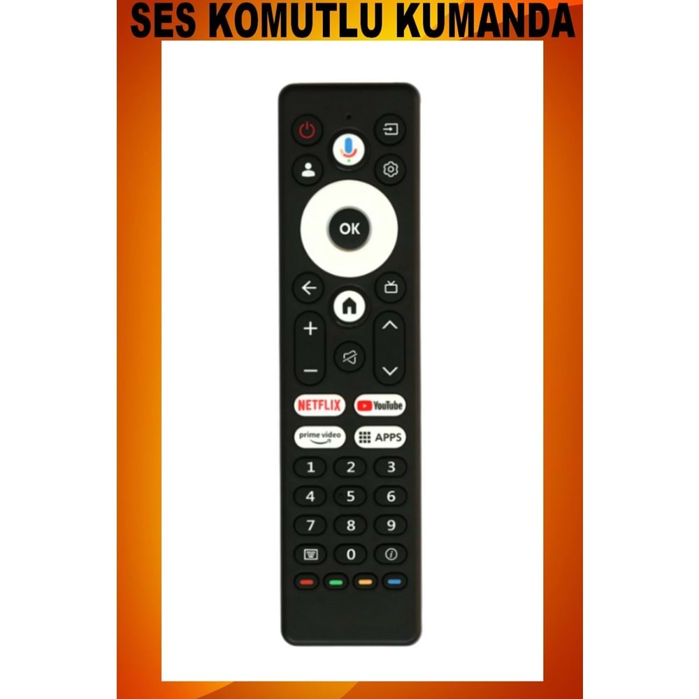 UZAKTAN KUMANDA - UYUMLU MODELLER SES KOMUTLU MİKROFONLU Maza-Mapp 1369BT Beko Arçelik Ses Komutlu Tv Kumandası 125256