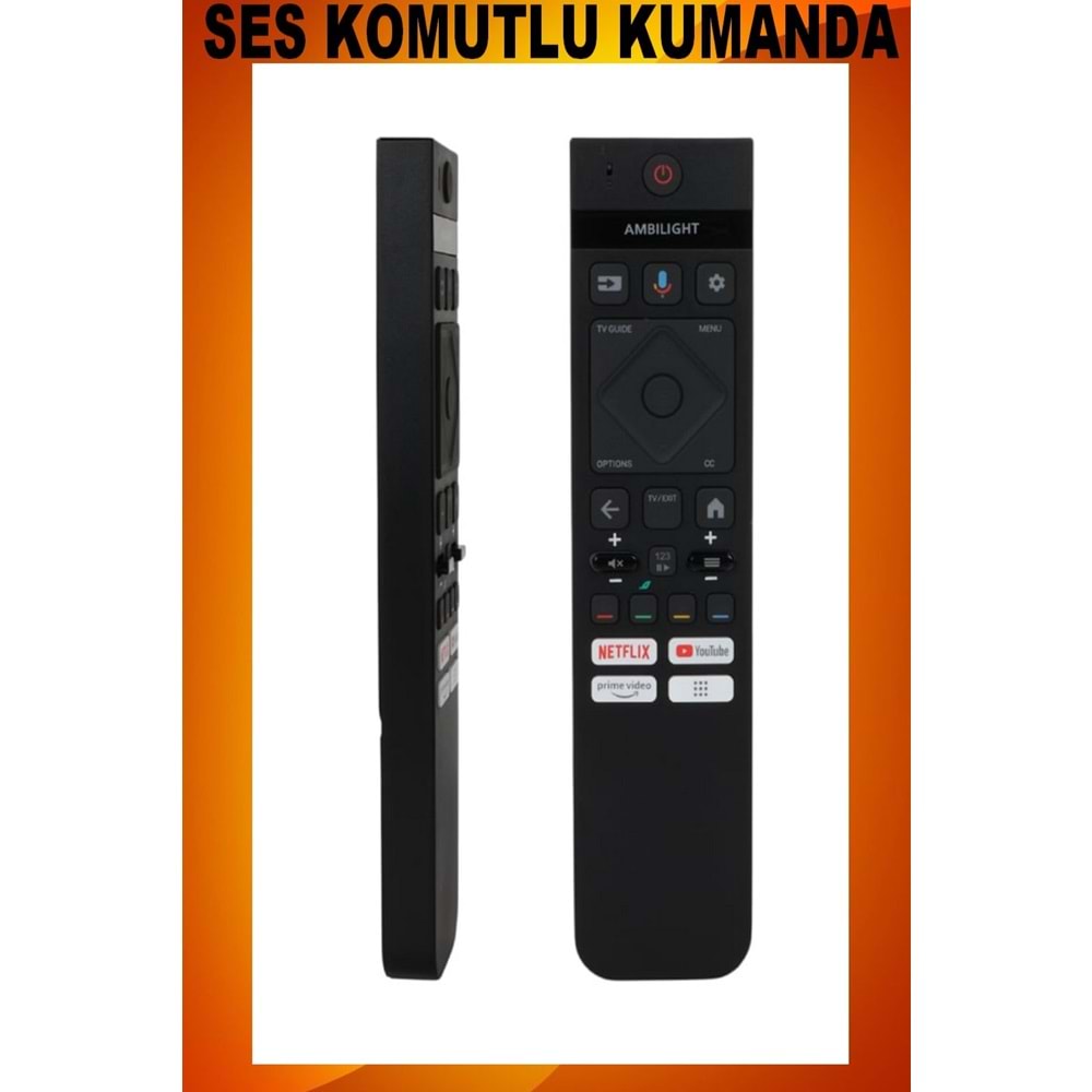 UZAKTAN KUMANDA - UYUMLU MODELLER SES KOMUTLU MİKROFONLU Maza-Mapp 1370 Phılıps AMBILIGHT Android Akıllı Kumanda Ses Komutlu Tv Kumandası 125279