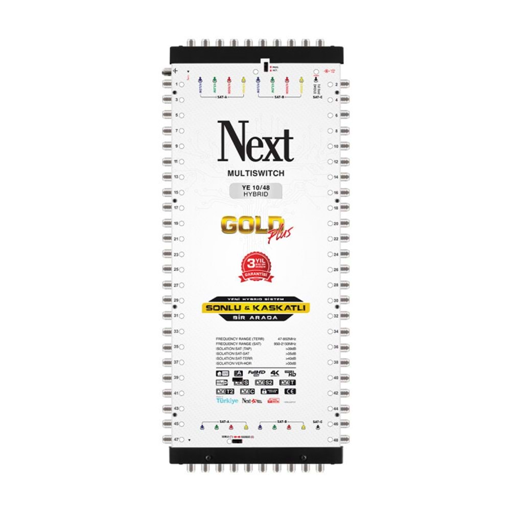 Next YE-10/48 Hybrid Sonlu ve Kaskatlı Bir Arada Gold Plus Multiswitch Uydu Santrali 130051