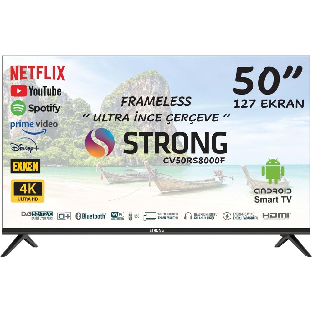 STRONG CV50RS8000F 50 İNÇ (127 EKRAN) LCD ANDROID SMART LED TV UYDU ALICILI TV 210057