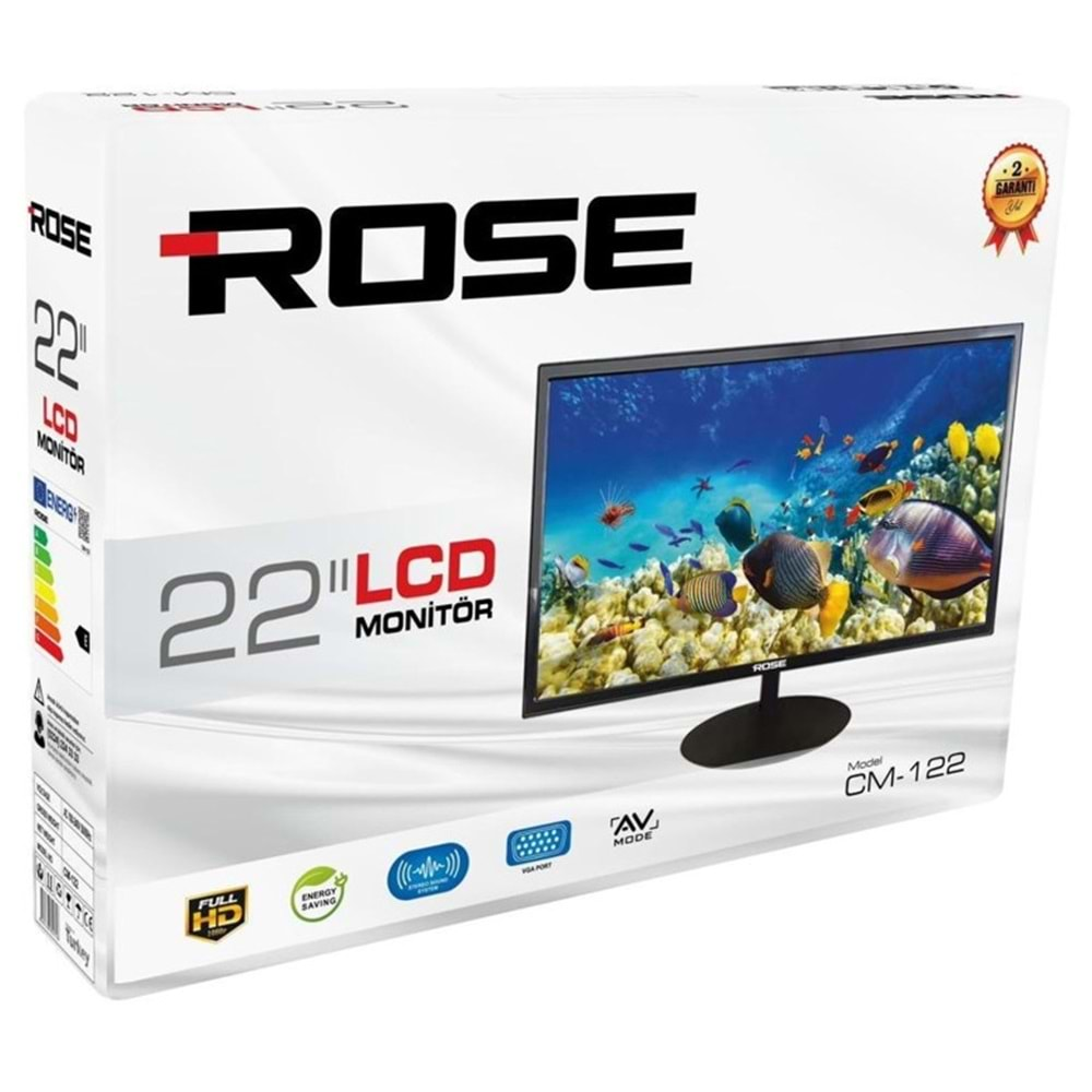 Rose CM-122 22'' HD LED CCTV Monitör Vga HDMI Rca Girişli Hoparlörlü 210070