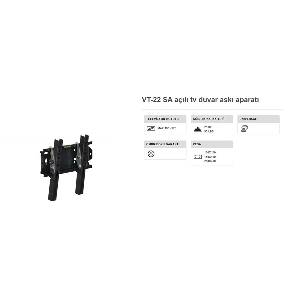 Vontech AÇILI ASKI APARATI 10 inç ile 32 inç Lcd Ledtv Kilitli VT-22 SA 221004