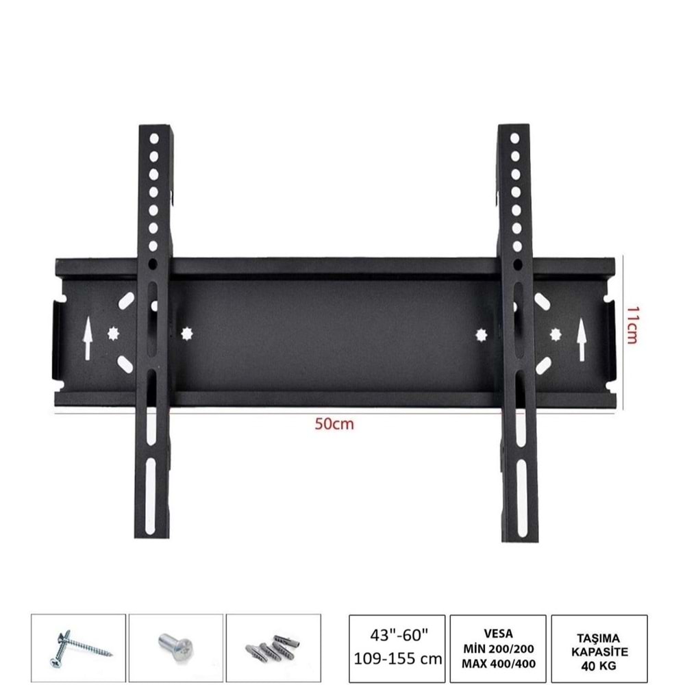 TEKİNİX 50X11.S 43 inç ve 55 inç ARASI UYUMLU Lcd Led plazma Tv Askı Aparatı RT-40 221011