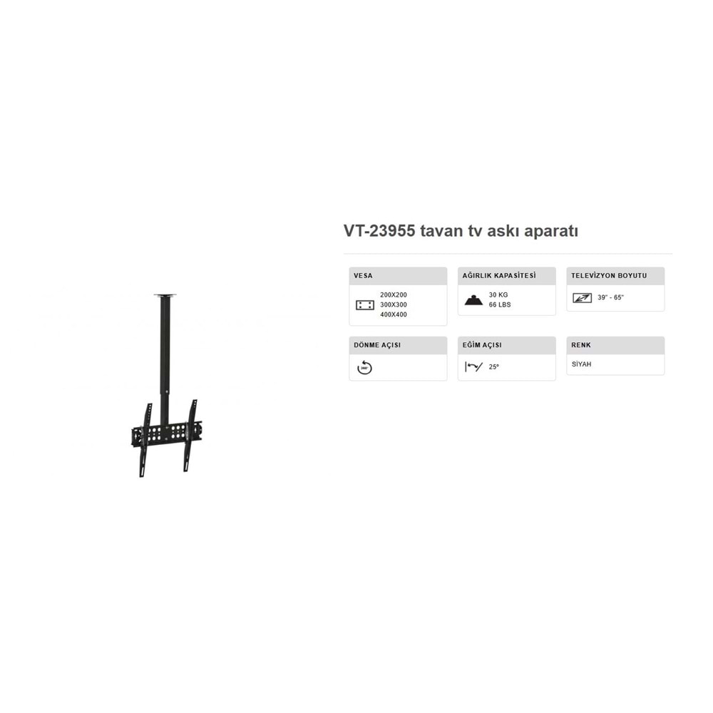 Vontech vt-23955 ULTRA HAREKETLİ TAVAN ASKI APARATI ÜNİVERSALDİR 223002