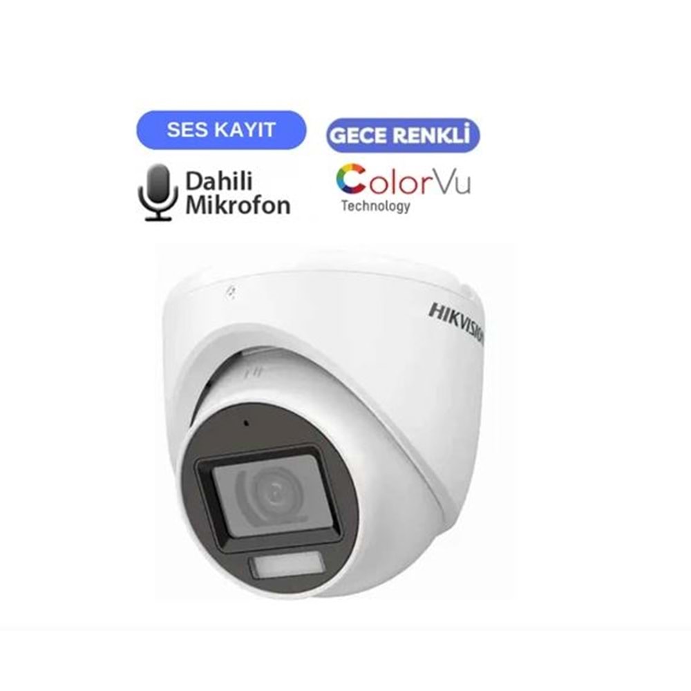 Hikvision DS-2CE70DF0T-LPFS 2mp 2.8mm Lens 1080P ColorVu Mini IR MİKROFONLU DOME Kamera 231108