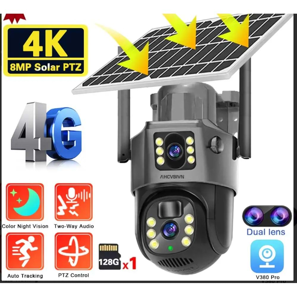 REWEL 3MP + 3 MP = 6 MP ÇİFT LENS GECE GÖRÜŞLÜ SOLAR SiM KARTLI 4G SESLİ ALARMLI KAMERA 231126