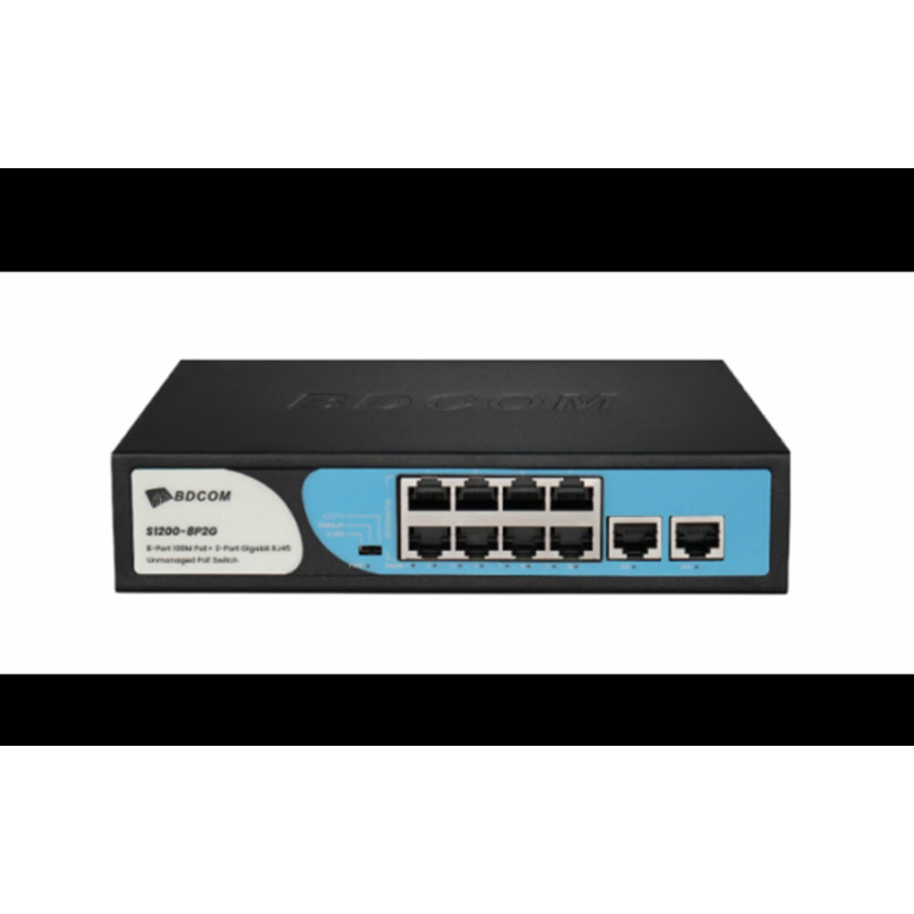 BDCOM S1200-8P2G PoE Switch 8 Port 100 Mb PoE+ 2-Port Gigabit