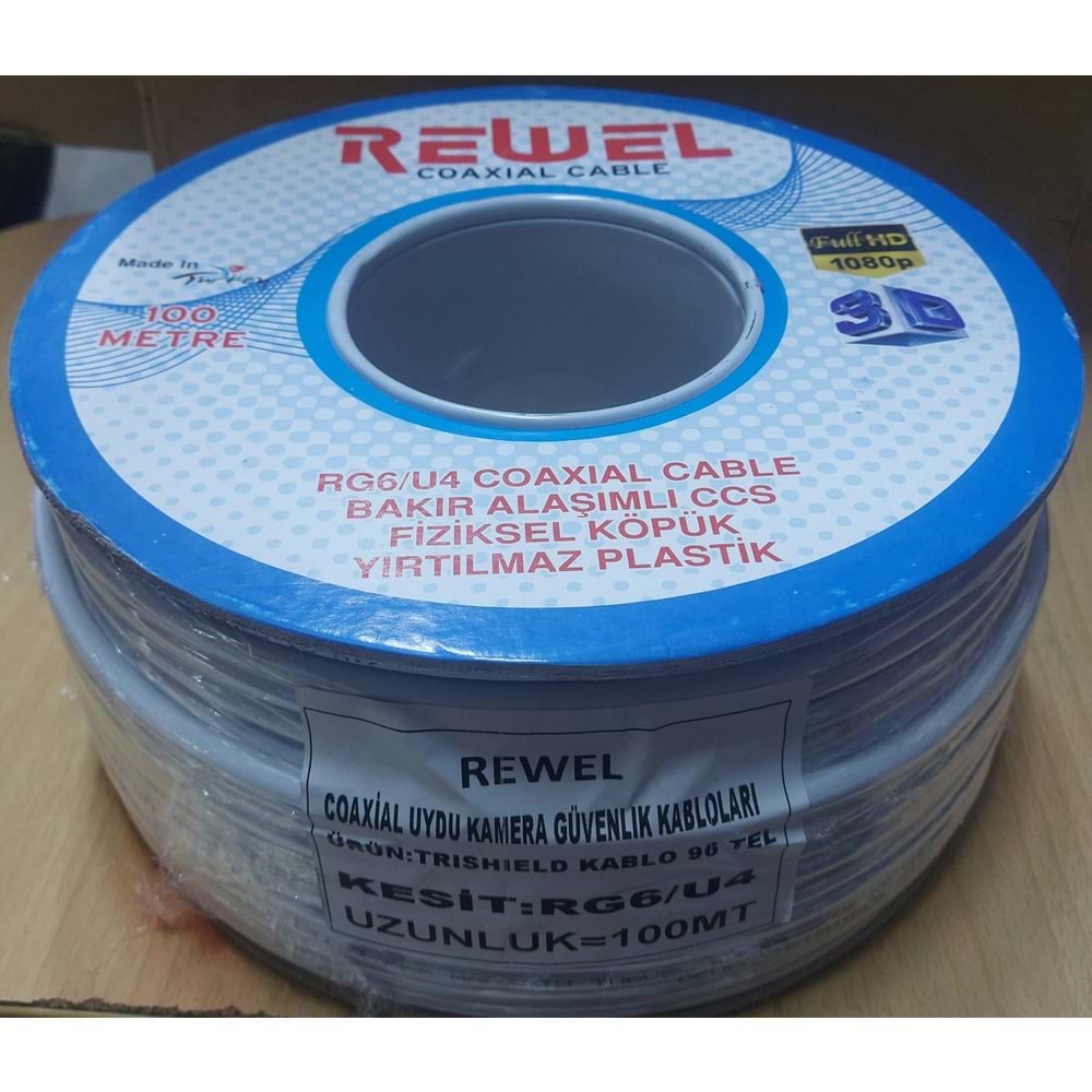 REWEL 100 METRE 96 TEL ÇİFT FOLYOLU ULTRA KALİTELİ ANTEN KABLOSU