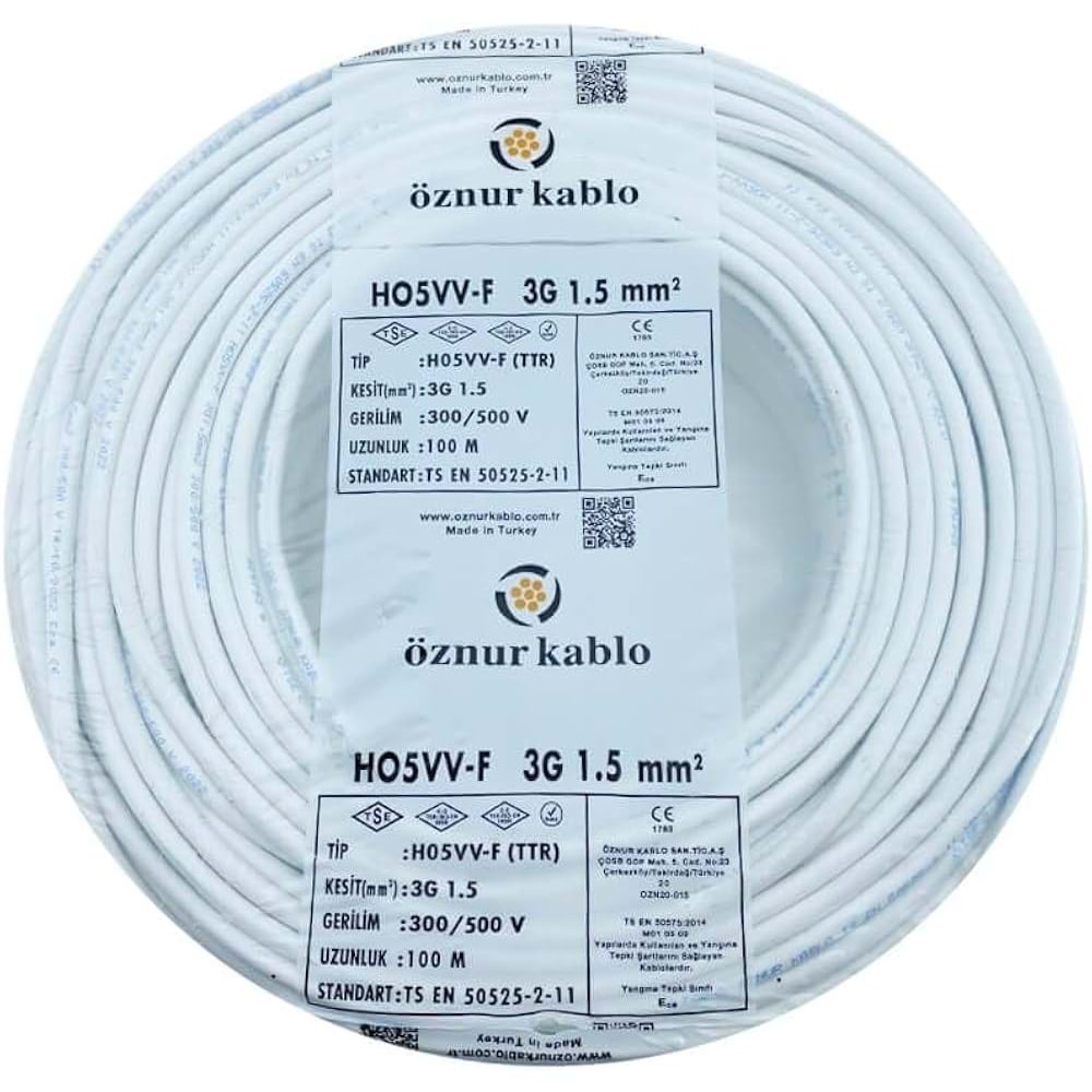 100 METRE ÖZNUR 3x1,5 TTR Bakır Elektrik Kablosu 243064