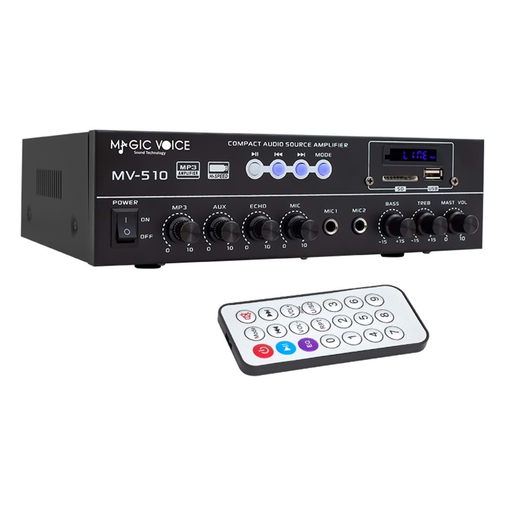 Magicvoice MV-510 50 Watt Usb-SD-Bluetooth 2 Bölgeli Hat Trafolu Anfi 250015