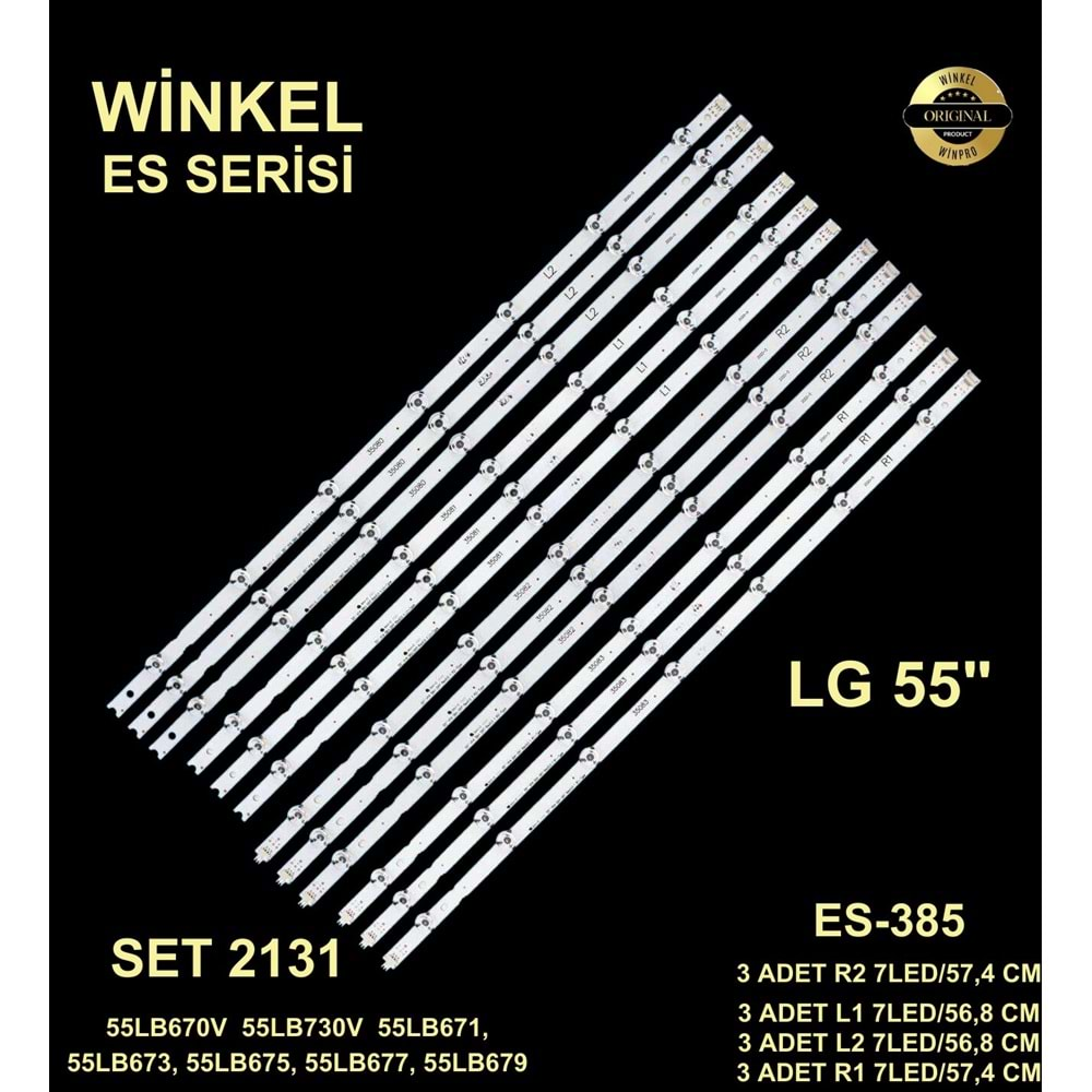 LG Tv LED BAR 55 inç 12 li takım 7mR1-3x57,6cm 7mR2-3x57,6cm 7mL1 3x56,9cm 7mL2 3x56,9cm uyumlu tv kodları 55LB670V LC550DUH(PG)(F1) 55