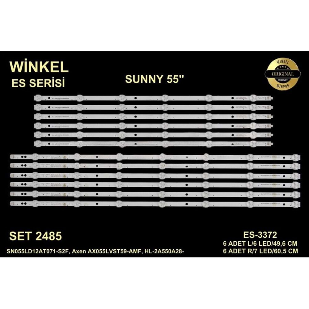 Sunny axen Tv LED BAR 55 inç 12 li takım 6x6m 49,9 cm 6x7m 60,5 cm uyumlu tv kodları SN055LD12AT071-2SF , SN055LD12AT071 JS-QD1113GDFD-0021 , 8DL3-DLM5-500607 T550HVN08.1 6501L495L00010 284278-A15