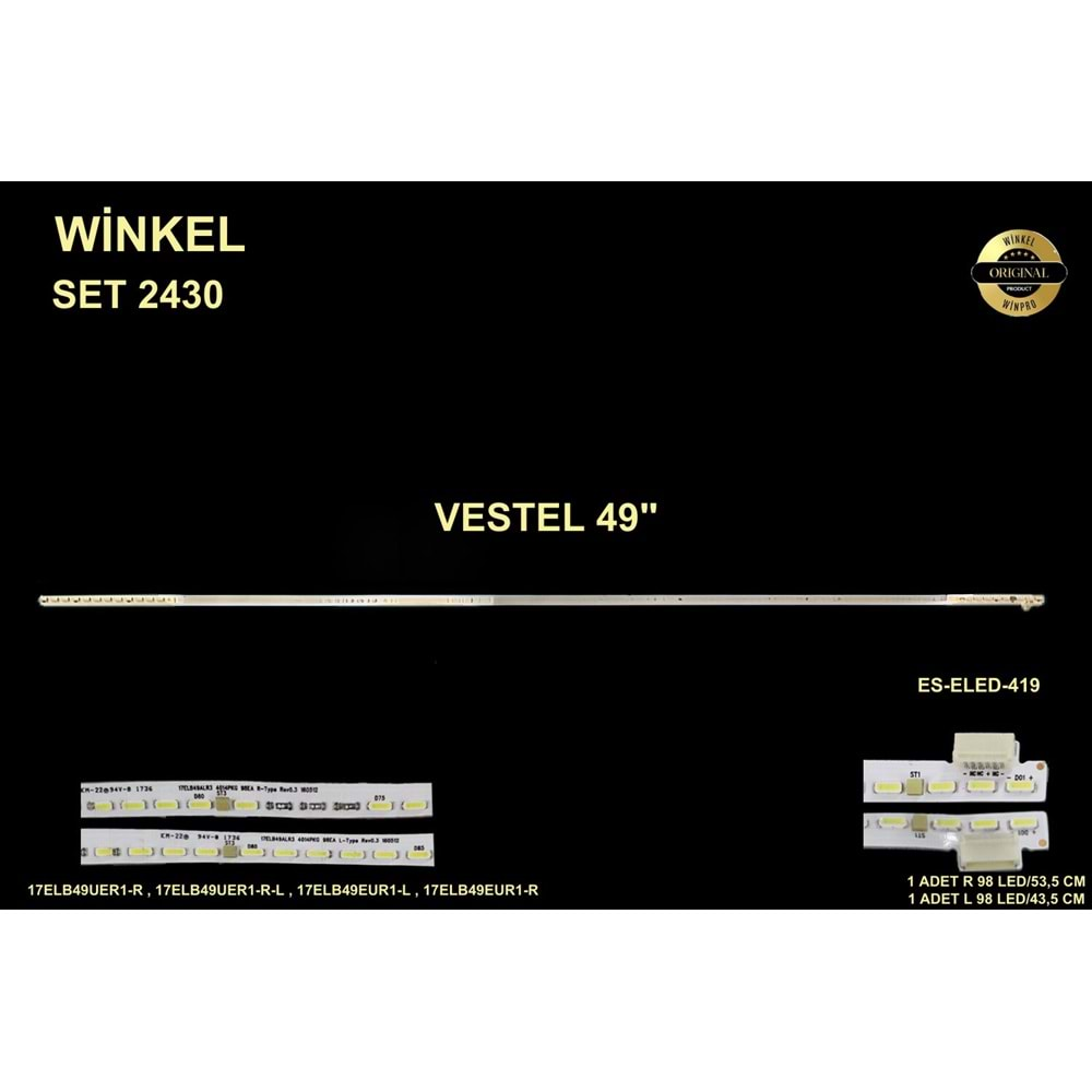 Vestel Slim Led Bar 49 inç 2x53,5cm 98 Ledli Tv Led Bar 284426-Ü14