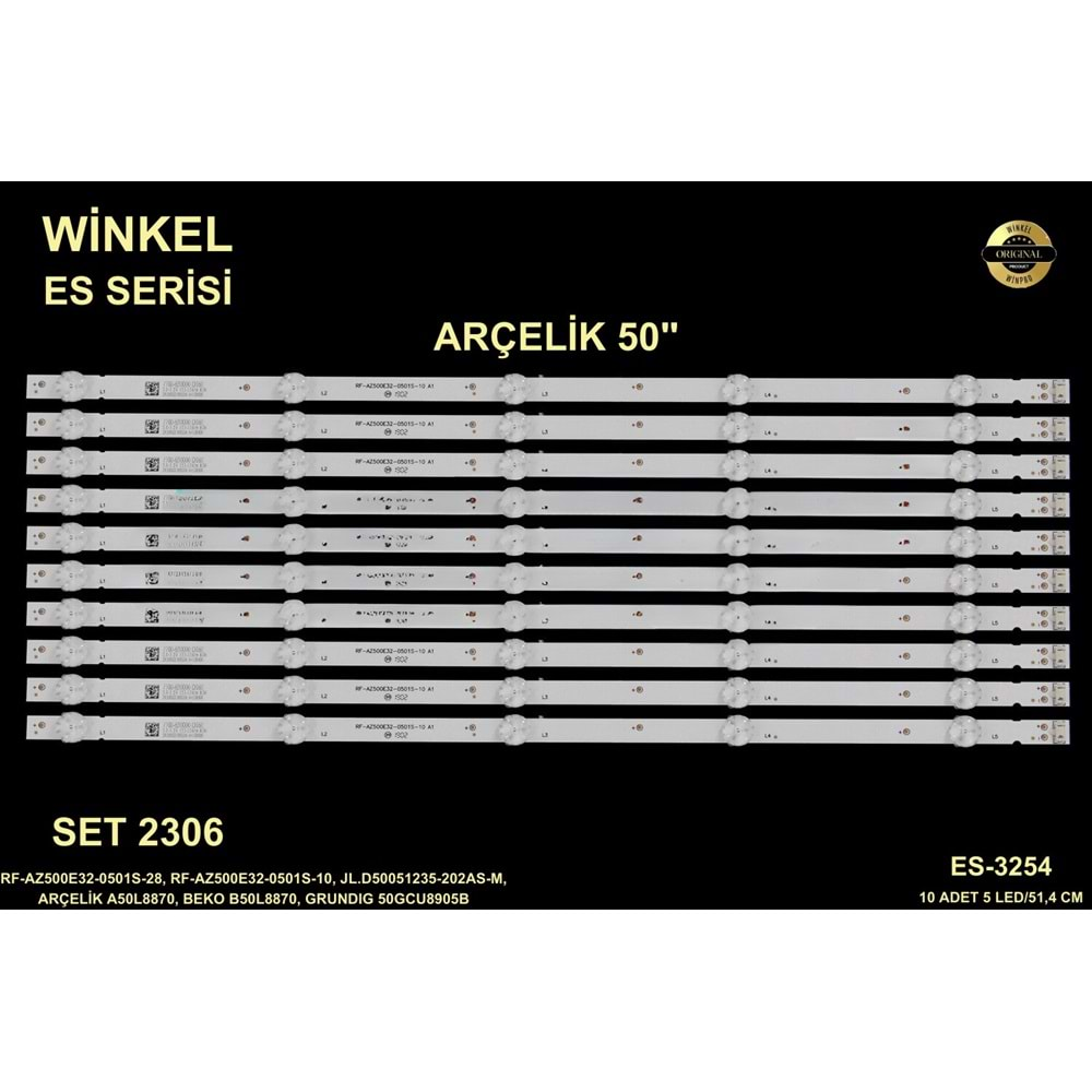 Arçelik Beko Tv LED BAR 50 inç 10 lu Takım 5X 51,4 CM 5 Mercek 284457-N17