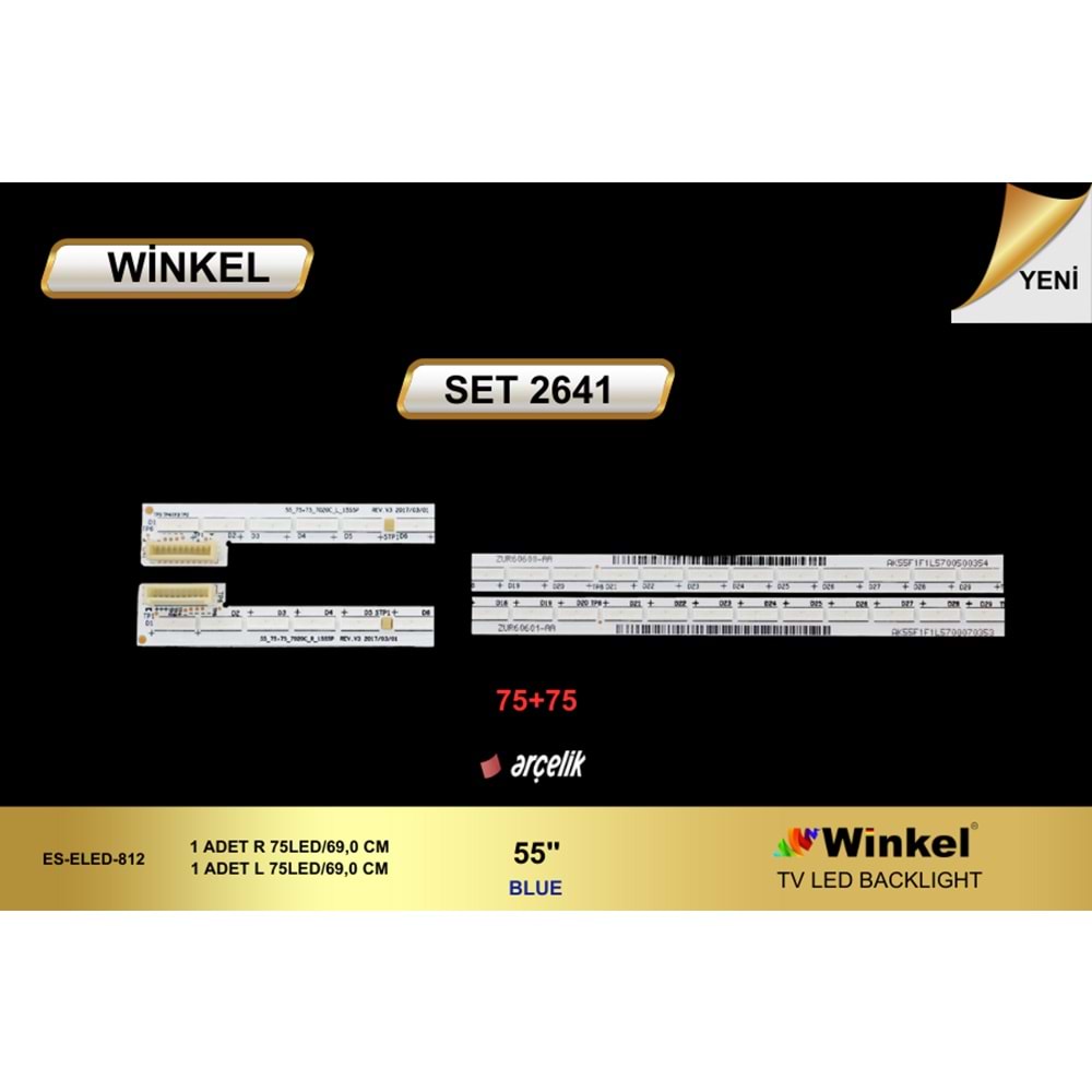ARÇELİK ile uyumlu 55 İNÇ 2 li SLİM LED BAR 2X69,0cm 75 LEDLİ TV LEDBAR 284738-Q20