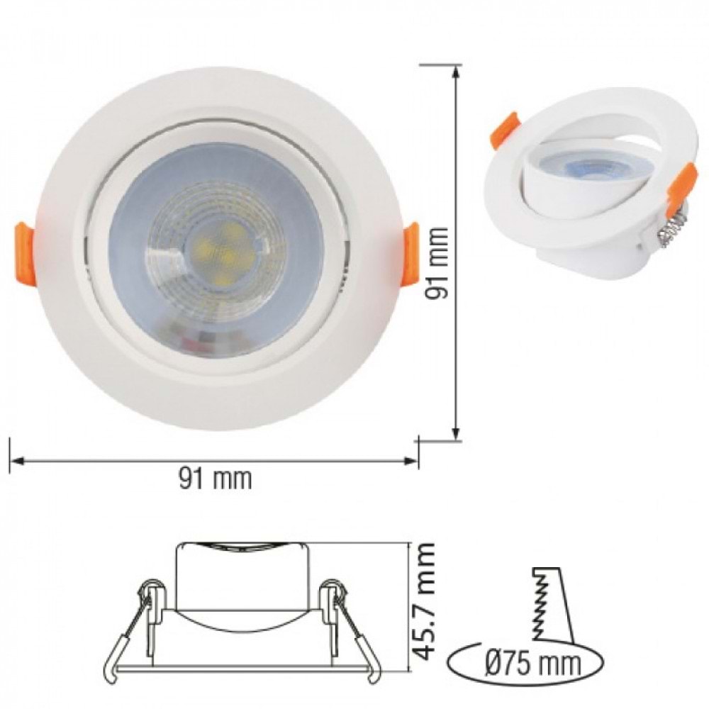 Horoz Nora-7, Smd Led 7w Beyaz. 6400k, 630lm, 016-053-0007 312067