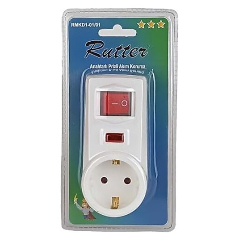 Rutter Anahtarlı Priz Akım Koruma 3500W Güç Çocuk Koruma Duvar Prizi 323091