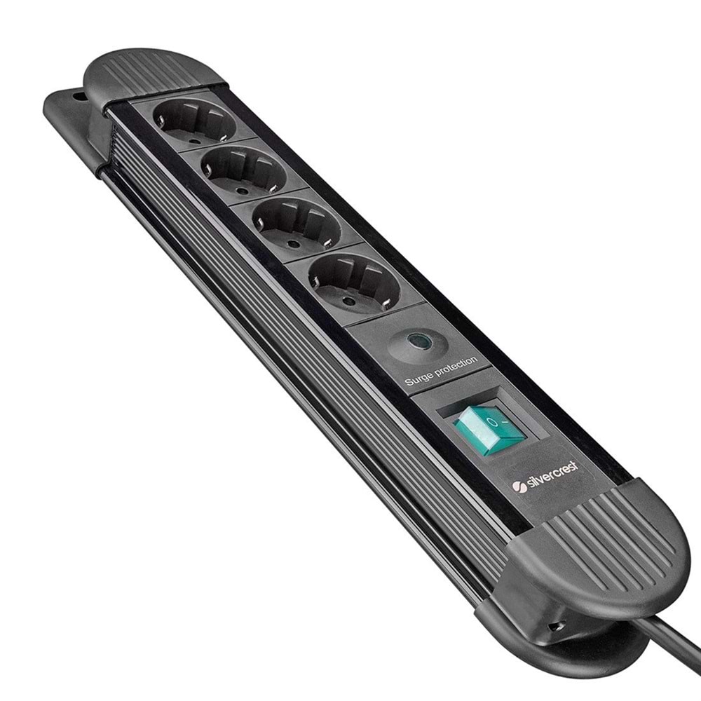 Silver Crest SCKS04 1.5m 3G1.5mm2 900 Joule 4Lü Akım Siyah Priz Çoklayıcı 323095
