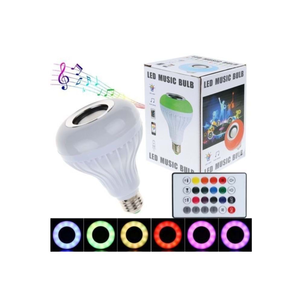 Bluetooth Hoparlör Ampul Uzaktan Kumandalı Renk Değiştiren Ampul - LED Müzik Ampulü 311011