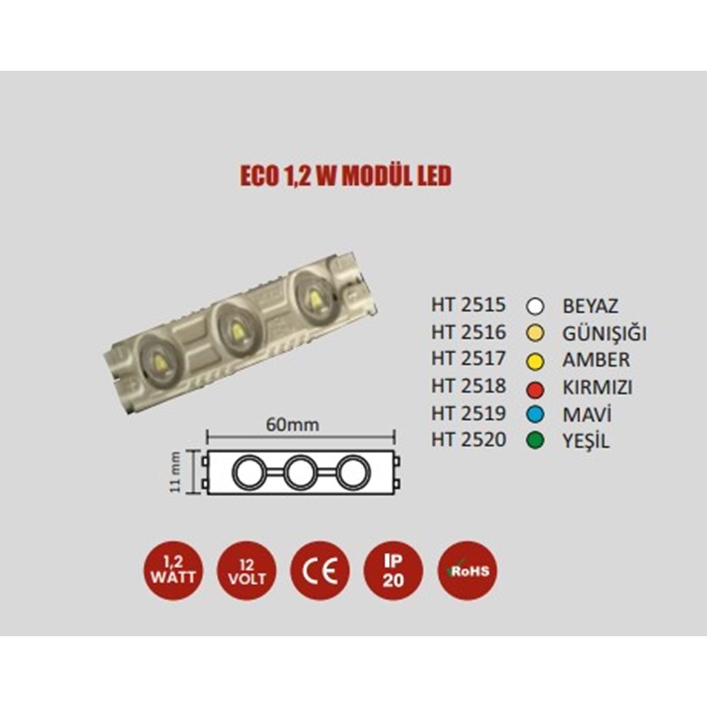 Higtek 12v 1,2w Eco Modül Led Kırmızı (HT2518) 333092