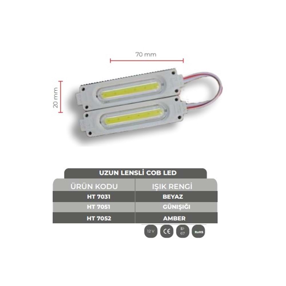 Higtek 12V 6818 Uzun Lensli Cob LEd IP67 Pembe (HT7070) 333102