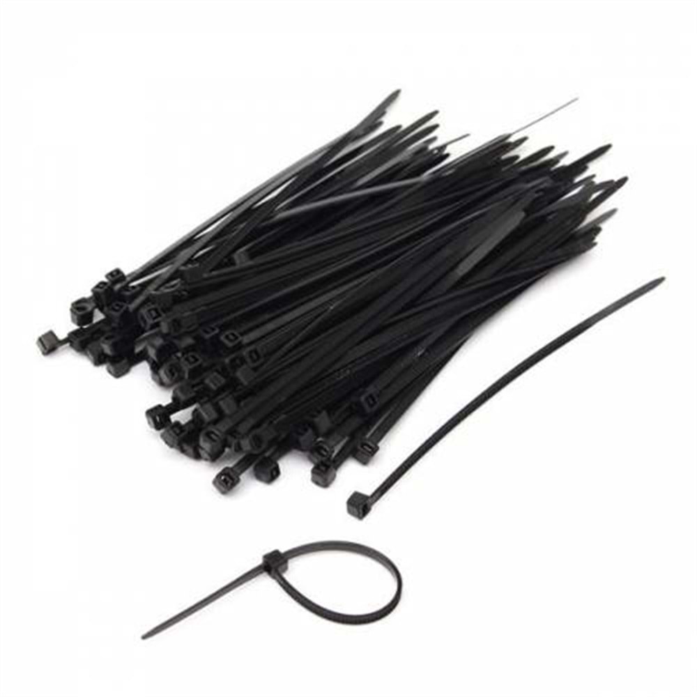 3,5x 250mm (25cm) SİYAH PLASTİK KABLO BAĞI 100 ADET 341007
