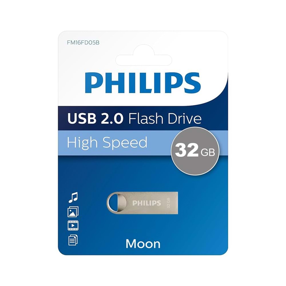 PHILIPS 32GB METAL FLASH BELLEK GÜMÜŞ USB 2.0 MOON