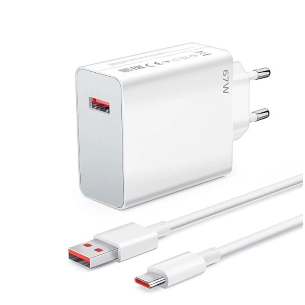 67W SET ÜRÜN TYPE-C KABLO + 67W BAŞLIK ŞARJ ADAPTÖR TURBO HIZLI ŞARJ UYUMLU 1. KALİTE 521041
