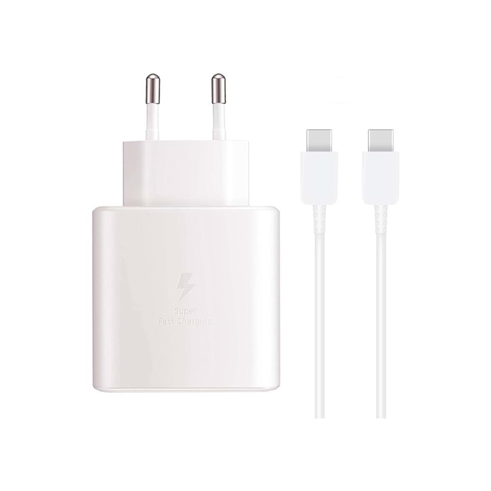 45W BEYAZ SET ÜRÜN TYPE-C KABLO + 45W BAŞLIK ŞARJ ADAPTÖR HIZLI ŞARJ UYUMLU 1. KALİTE 521042