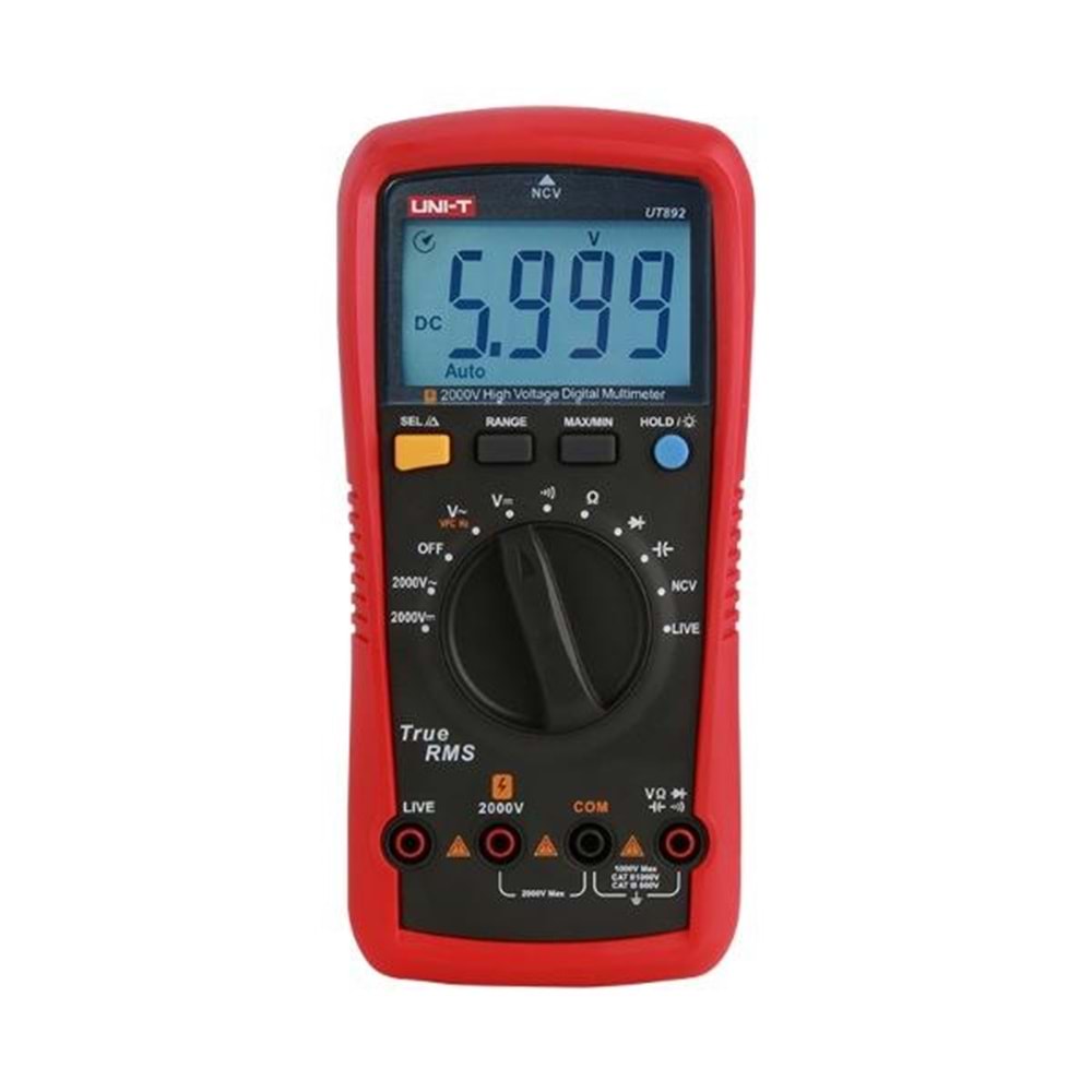 Unit UT892 2000V AC/DC Yüksek Voltajlı Dijital Multimetre 640063