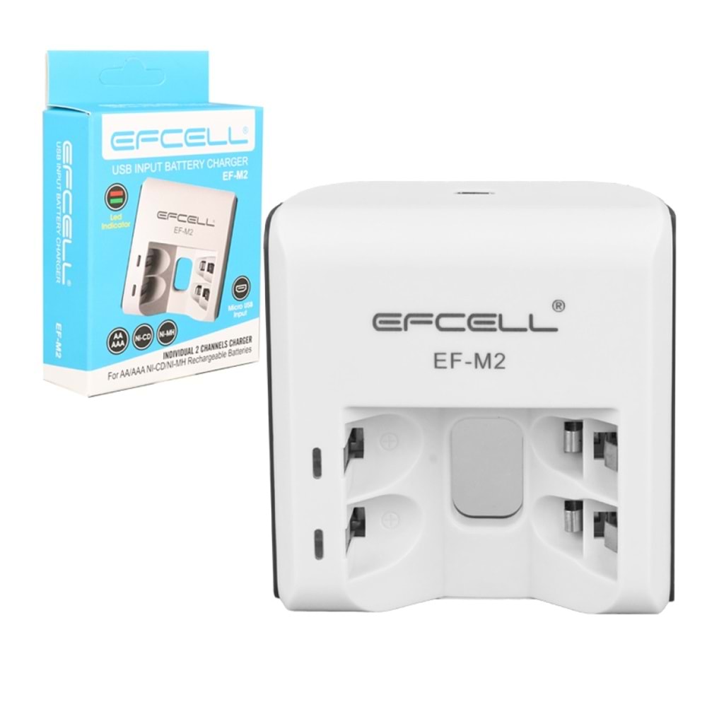 Efcell EF-M2 Pil Şarj Cihazı AA ve AAA Usb 2 Girişli (Kalem Pil - İnce Kalem Pil) 661179