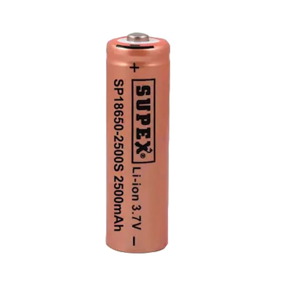 Supex 18650 – 2500S 3.7V 2500 Mah Başlı Li-Ion Pil TEKLİ PİL 661215