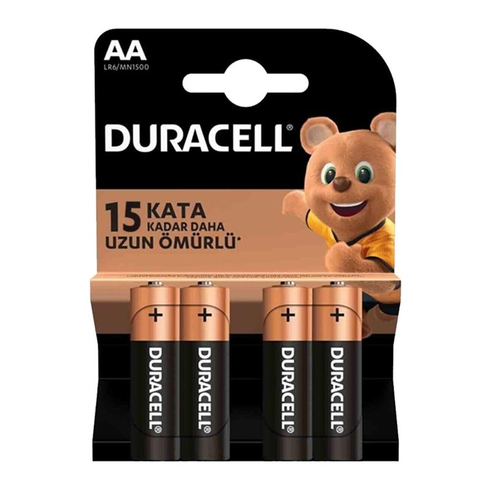 Duracell LR6/MN1500 1.5V Alkalin AA Kalem Pil (4 LÜ PAKET ) 661236