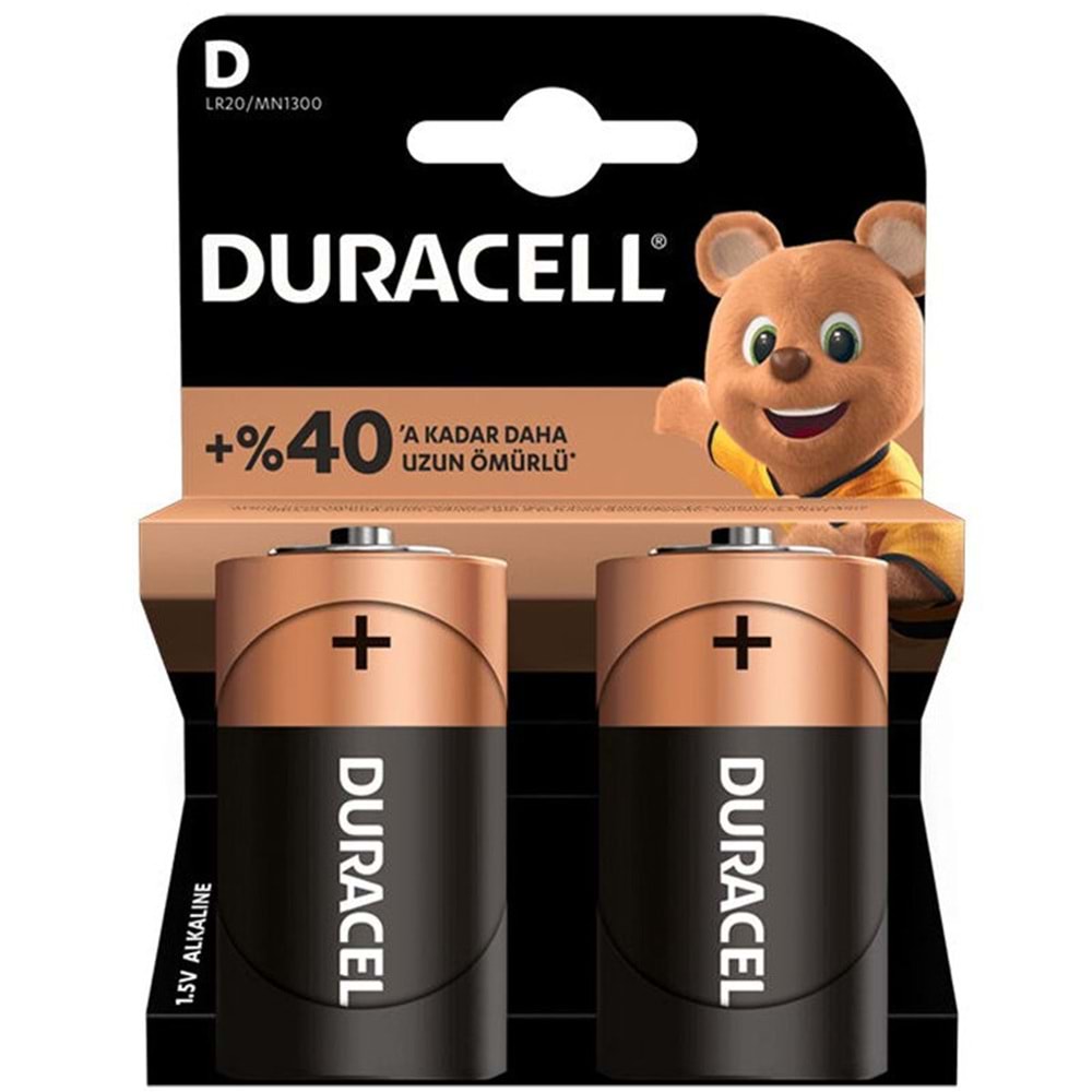 Duracell LR20/MN1300 D Büyük Boy Pil (2'li Paket) 661244