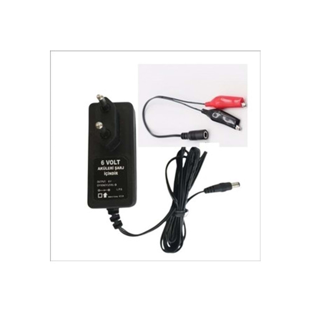 AKÜ ŞARJ ADAPTÖRÜ 6 Volt - 1,2 Amper Priz Tip Adaptör 662004