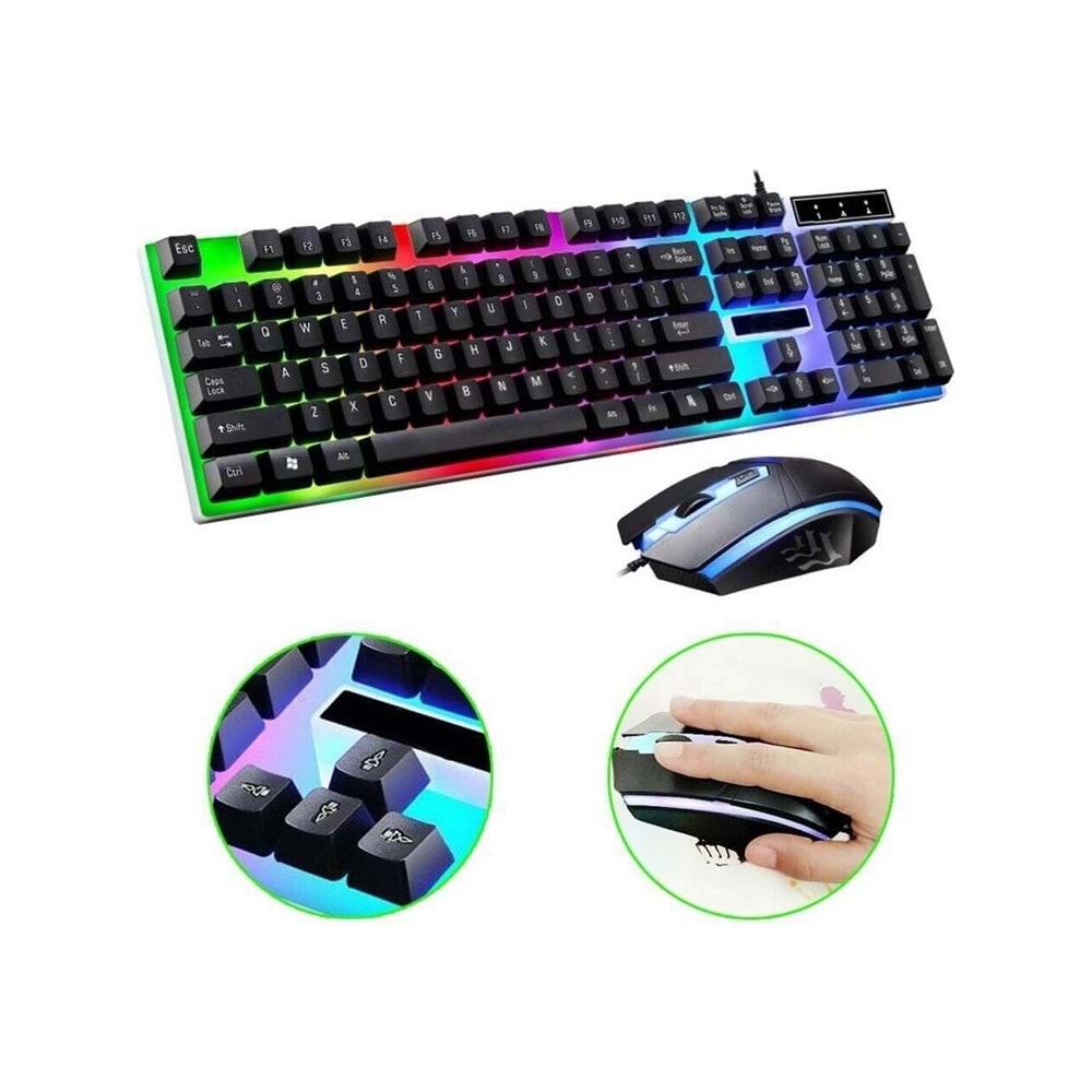 Platoon PL-357 LED Işıklı Oyuncu Türkçe Q Klavye Mouse Set 755133