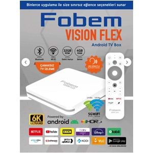 Fobem Vision Flex 6K 4 Gb Ram 32 GB Hafıza Android TV Box Medya Oynatıcı Ses Komutlu Wi-Fi 4 Uydu Alıcısı 111100