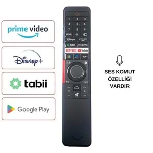 Vestel Uyumlu Tabii Google Play Tuşlu LED TV Kumandası Ses Komutlu (1401) 125251