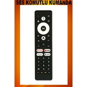 UZAKTAN KUMANDA - UYUMLU MODELLER SES KOMUTLU MİKROFONLU Maza-Mapp 1369BT Beko Arçelik Ses Komutlu Tv Kumandası 125256